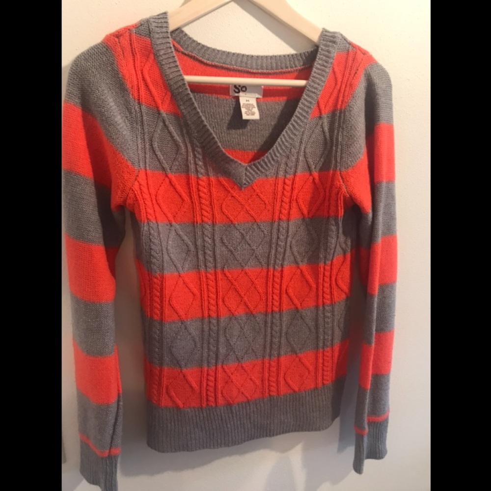 SO Striped V-Neck Sweater